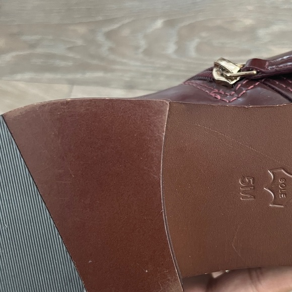 NEW Tory Burch Wine HYDE Leather Booties Sz 5 - Picture 3 of 9